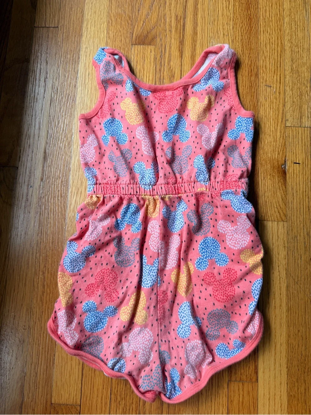 Hanna Andersson Disney Mickey Mouse Coral Romper